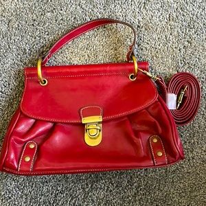 Vintage Baguette Red Leather Bag